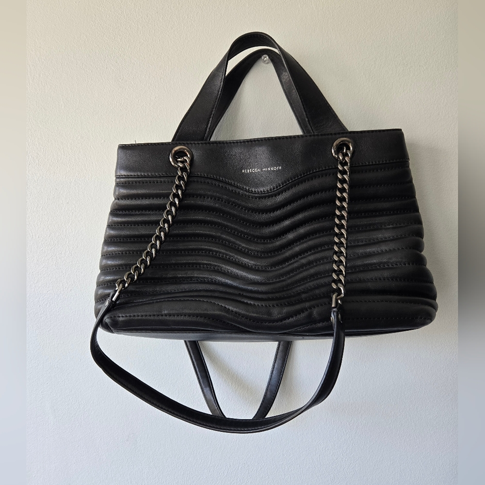 Rebecca MINKOFF BLACK LEATHER handbag Double Handle